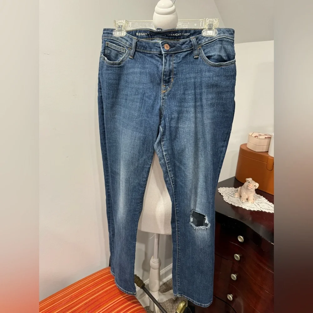 Old Navy Women's Straight Leg Blue Jeans - Picture 1 of 11